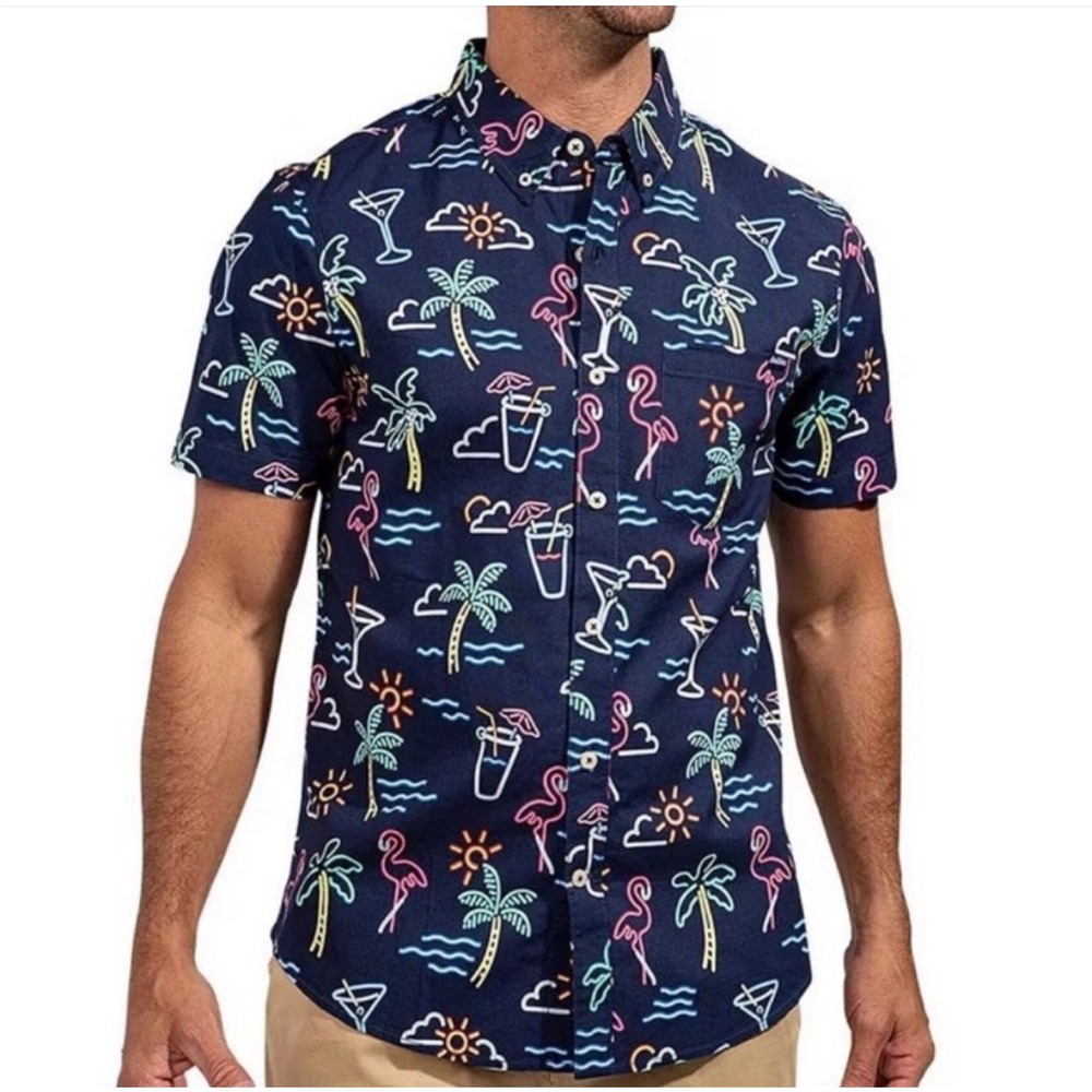 Chubbies The One Man Wolf Pack Popover Shirt Size Large Neon Signs